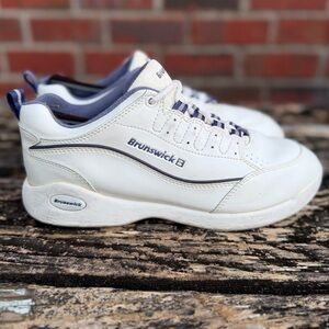 Brunswick VENUS Men’s Size 8.5 Blue and White Leather Lace Up Bowling Shoes T3